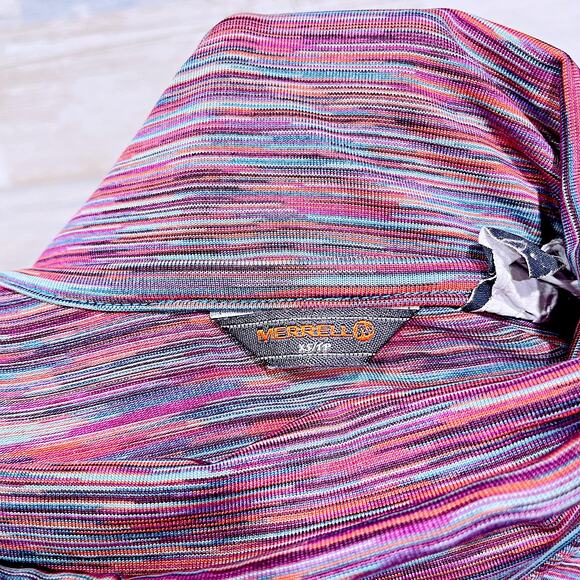 Merrell Funnel Neck Performance Pullover Pink Melange Jersey Pockets Womens XS - Picture 5 of 7